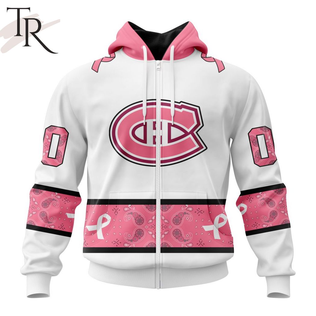 New 2025 NEW] Personalized NHL Montreal Canadiens In Classic Style With Paisley! IN OCTOBER WE WEAR PINK BREAST CANCER Custom Hoodie - Image 2